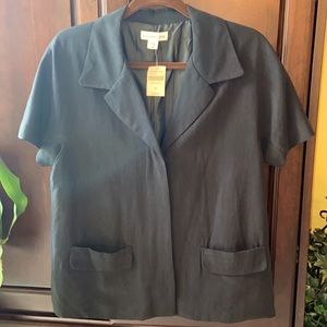 Coldwater Creek Black Silk & Linen Short Sleeve Jacket